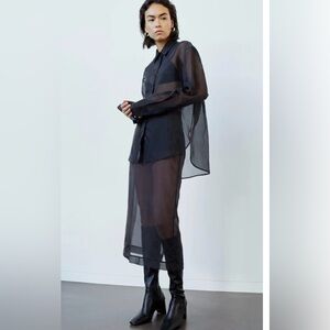 The Frankie Shop Peri Sheer Shirt Black